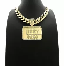 ICED HIP HOP GLIZZY GANG PENDANT & 11mm 18" CUBAN CHOKER CHAIN NECKLACE