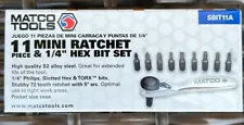 Matco Tools 1/4" Drive 11 Piece MINI Ratchet and Hex Bit Set SBIT11A