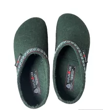 Haflinger Grizzly Pine Green Wool Clogs Slippers Women's Size 36/ US 5