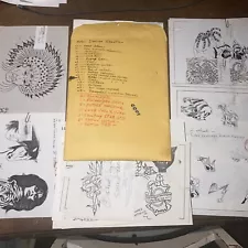 Vintage Misc. Tattoo Design Flash Sheet Lot From Tattoo 80 Studio