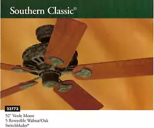 NEW Hunter Southern Classic 52" Vintage Ceiling Fan - Verde, Walnut/Oak Blades