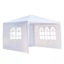 Used 10'X 10' Canopy Tent Wedding Party Tent Gazebo Pavilion 3 Walls White