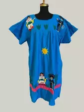 Mexican peasant Gala Puebla Dress Appliqued Traditional dressed Characters XL