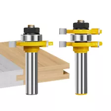 2 Bit Tongue and Groove Router Bit Set 1/2'' Shank Flooring Woodworking Cutter