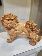 Vintage Large Ceramic Foo Dog - Asian Chinese Guardian Lion Statue