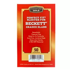 50 Perfect Fit Sleeves for BECKETT Graded Slabs Acid free Cardboard Gold sale!