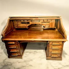 Antique CEO Roll Top Oak S Curve Desk by Mount Airy Furniture