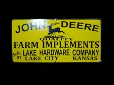 Porcelain John Deere Farm Implement Enamel Metal Sign Size 30 " x 15" Inches