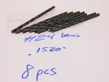 USED 8PCS. OF HSS STRAIGHT SHANK NUMBER DRILLS #24 (.152)