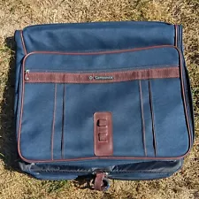 Samsonite Garment Suit Bag Vintage Silhouette 4 Blue Canvas & Leather Carry On