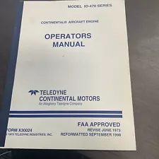 Continental IO-470 Operators Manual