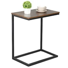 C-Shaped End Table Sofa Side Table Tv Tray Sturdy Wooden Table For Home Use Brow