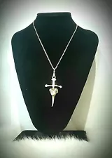 RLM Studio Sterling Silver "SWORD THRU HEART" Pendant, 14"L RLM Bronze Chain Ap1