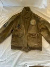 Vintage WW2 Leather Bomber Jacket w/ Original Patches