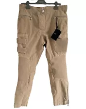 Balmain Jeans Biker Pants Cargo Beige size 34 Tapered Trousers