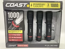 Coast 3 pack Rechargeable Flashlight 1000 Lumens