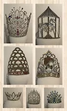 7 Vintage Pageant Princess Tiaras Crowns Rhinestones ~ Please Read Description