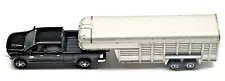 Dodge RAM 2500 Truck Black 2018 1:64 with Ertl Silver Gooseneck Horse Trailer