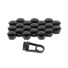 Versaco 19mm Black Alloy Wheel Nut Bolt Covers Caps Universal Set For Any Car