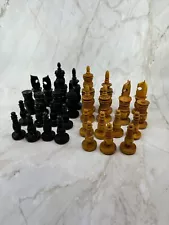 Large Unique Handmade Wooden Chess Pieces. Hand Carved Wood Chessmen 4” King