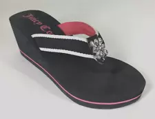 Juicy Couture Women’s High Heel Platform Wedge Thong Sandals Jewel Medium 7-8