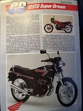 Honda CB125TD Super Dream Motorcycle Motor Bike Original Sales Brochure