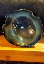 Polished Agate Onyx Natural Stone Trinket Dish Ring Jewelry Soap Holder Ashtray