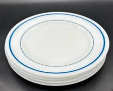 Set Of 4 Vintage Pyrex Tableware By Corning 8.75” Plates Blue Bands #703