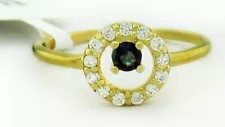 LAB CREATED 0.12 Cts MYSTIC TOPAZ & WHITE SAPPHIRE RING .925 Silver (YELLOW)