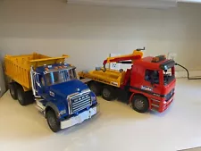 Bruder MACK Truck LOT 2 Granite Dump Truck Blue And Yellow & Tow Truck Mercedes