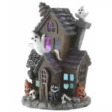 6 In. Black Haunted House with LED Light