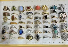 Wholesale Mixed Vintage lot of 56 Rings Signed and Unsigned Untested