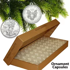 10 Direct Fit H40 CHRISTMAS ORNAMENT Coin Capsules w/Hangers for SILVER EAGLE Oz