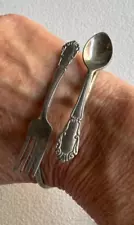 Vintage Silver Fork And Spoon Cuff Bracelet Bangle Handmade Unique Artistic Chef