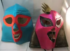 Pair of Wrestling Masks Made in Mexico Collector Items Appear Never Worn Lace-Up