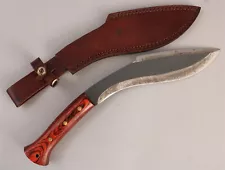 UNUSED Hand Forged Kukri Survival Knife 1055 Carbon Steel & Exotic Wood + Sheath