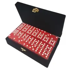 Domino Double Nine 9 Red Jumbo Tournament Pro Size Black Velvet Box Spinners