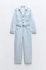 NWT ZARA Z1975 LONG SLEEVE DENIM JUMPSUIT M $70 0108