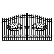 Greatbear 14/20ft Steel Dual Swing Driveway Iron Wrought Gate NEW