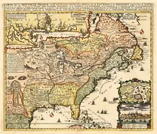 Map of New France 1718 Vintage Style North America Map - 20x24