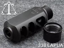 5/8x24 Self Timing 338 Lapua, benchrest tanker muzzle brake Made in the U.S.A.