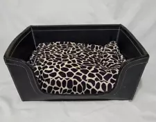 Deluxe Black Leather Box Dog Bed