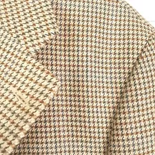 Vintage Ralph Lauren Silk Wool Blend 3 Button Sport Coat Jacket 42R Houndstooth