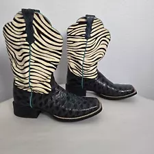 Ariat Women's Zebra Print Leather Cowgirl Boots Style 10006718 Size 10