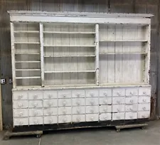 Vintage General Store Apothecary Pharmacy Cabinet, Back Bar, Display Cabinet, A