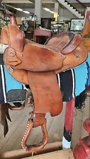 Vintage 15" Blue Ridge Western Barrel Saddle, USA made