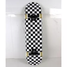 LIGHTLY SKATED Krown Skateboard Complete Checker Black/White 7.75"