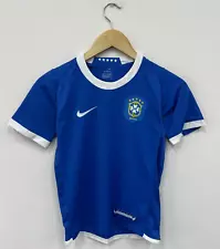 Brazil 2006 Away Blue Football Shirt Soccer Jersey Size Boys 8/10 Years