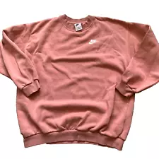 Nike Womens Crew Neck Sweatshirt Sz XL Terrracotta Pink Embroidered Logo Swoosh