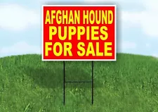 Afghan Hound PUPPIES FOR SALE YELLOW RED Yard Sign Road with Stand LAWN SIGN